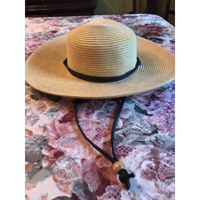 Sloggers Wide Brim Braid Sun Hat with Lanyard Size Medium 22.5" Natural  eb-87952346